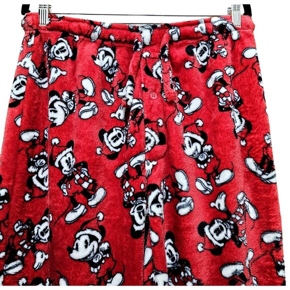 Disney Mickey Mouse Red Fleece Pajama Pants L 100% Polyester Lounge Sleepwear Co - Picture 2 of 10